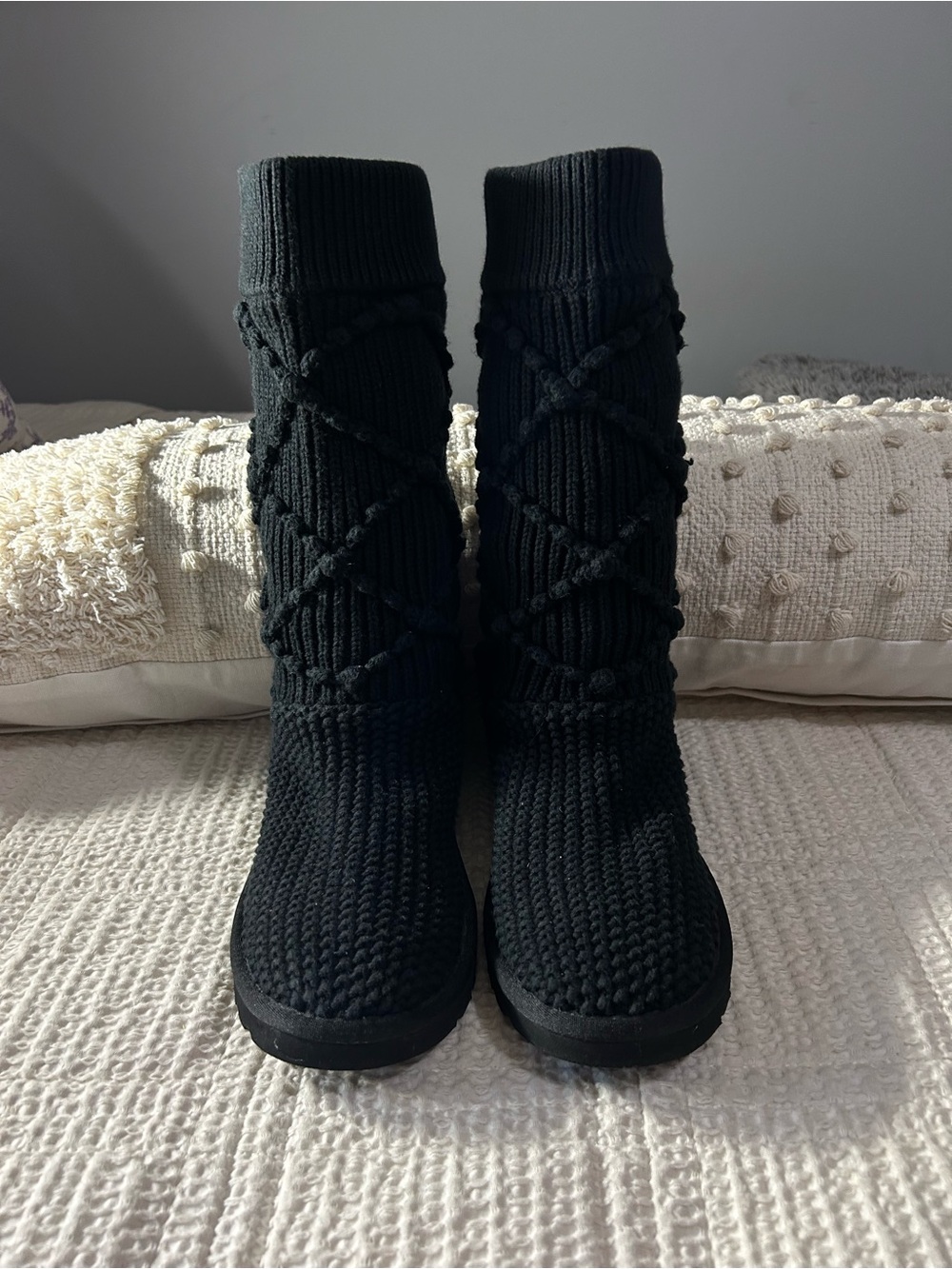 UGG Black Knit Sweater Boots
